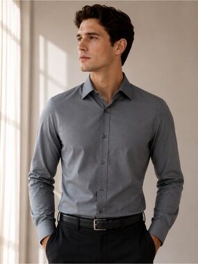 Teddy Stratford Small Men's Metal Grey Oxford Shirt - Classic Button-Down